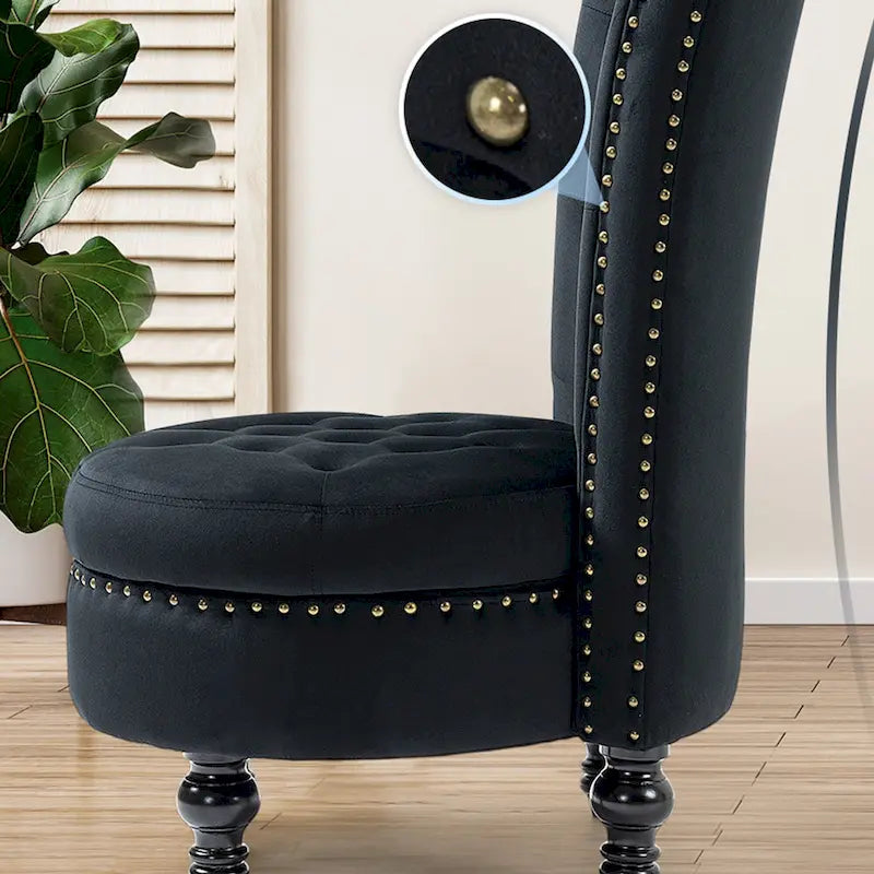 Fauteuil d'appoint en velours à dossier haut avec rangement, blanc / noir / bleu / gris, sans accoudoirs, 1 personne
