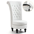 Fauteuil d'appoint en velours à dossier haut avec rangement, blanc / noir / bleu / gris, sans accoudoirs, 1 personne