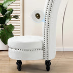Fauteuil d'appoint en velours à dossier haut avec rangement, blanc / noir / bleu / gris, sans accoudoirs, 1 personne