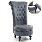 Fauteuil d'appoint en velours à dossier haut avec rangement, blanc / noir / bleu / gris, sans accoudoirs, 1 personne