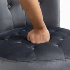 Fauteuil d'appoint en velours à dossier haut avec rangement, blanc / noir / bleu / gris, sans accoudoirs, 1 personne