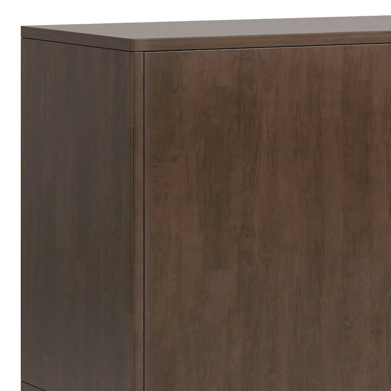 Buffet en bois d'hévéa massif de 60" avec 3 tiroirs et 2 placards à ouverture par pression, brun noyer, style moderne du milieu du siècle