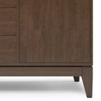 Buffet en bois d'hévéa massif de 60" avec 3 tiroirs et 2 placards à ouverture par pression, brun noyer, style moderne du milieu du siècle