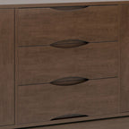 Buffet en bois d'hévéa massif de 60" avec 3 tiroirs et 2 placards à ouverture par pression, brun noyer, style moderne du milieu du siècle