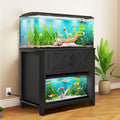 Meuble de support pour aquarium de 150-190 litres avec armoire et prise de courant intégrée, Noir / Blanc / Gris, Style moderne
