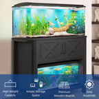 Meuble de support pour aquarium de 150-190 litres avec armoire et prise de courant intégrée, Noir / Blanc / Gris, Style moderne