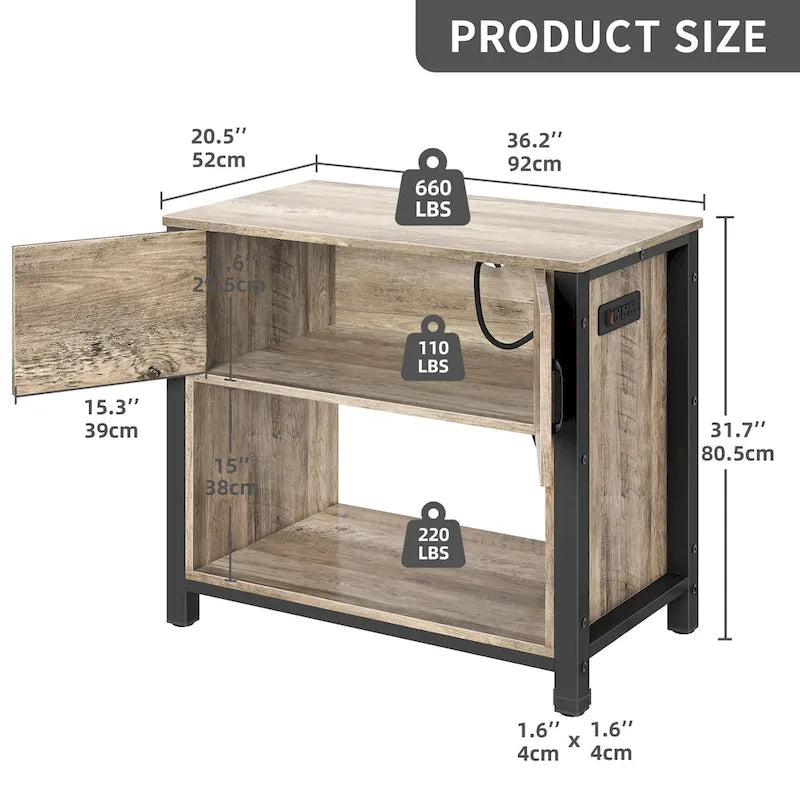 Meuble de support pour aquarium de 150-190 litres avec armoire et prise de courant intégrée, Noir / Blanc / Gris, Style moderne