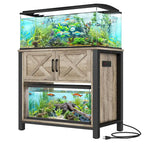 Meuble de support pour aquarium de 150-190 litres avec armoire et prise de courant intégrée, Noir / Blanc / Gris, Style moderne