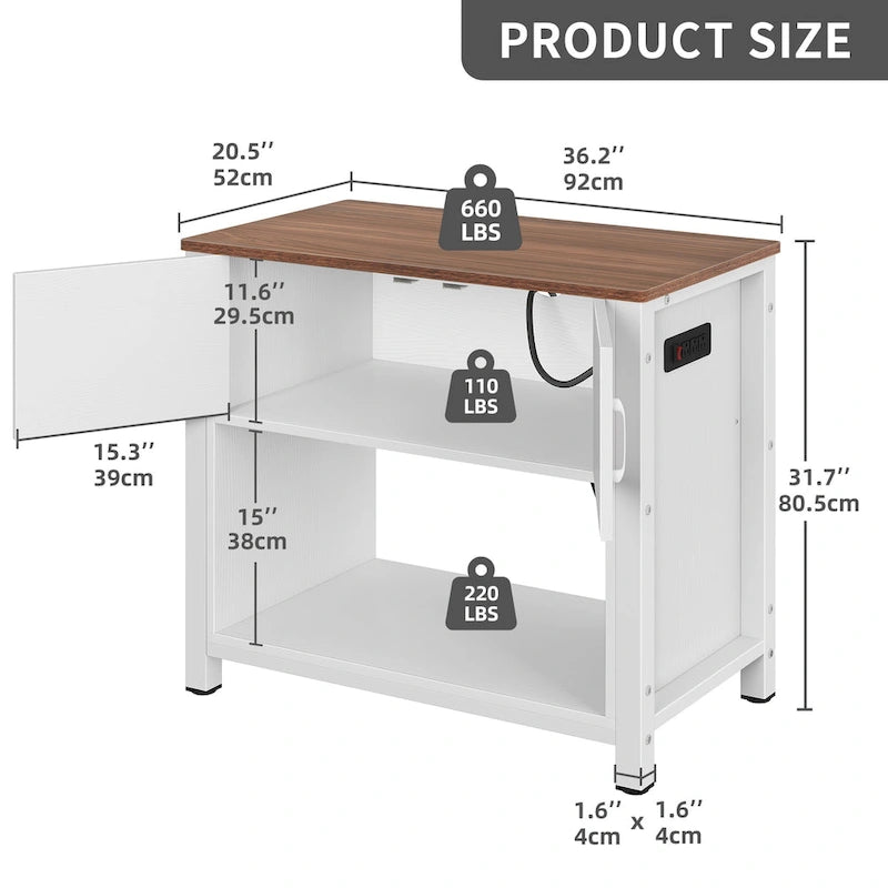 Meuble de support pour aquarium de 150-190 litres avec armoire et prise de courant intégrée, Noir / Blanc / Gris, Style moderne