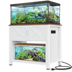 Meuble de support pour aquarium de 150-190 litres avec armoire et prise de courant intégrée, Noir / Blanc / Gris, Style moderne