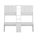 Bureau poste de travail modulaire en L avec étagère, blanc, style moderne, 2 personnes