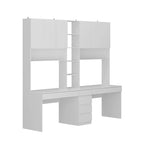 Bureau poste de travail modulaire en L avec étagère, blanc, style moderne, 2 personnes