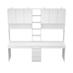 Bureau poste de travail modulaire en L avec étagère, blanc, style moderne, 2 personnes