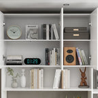 Bureau poste de travail modulaire en L avec étagère, blanc, style moderne, 2 personnes