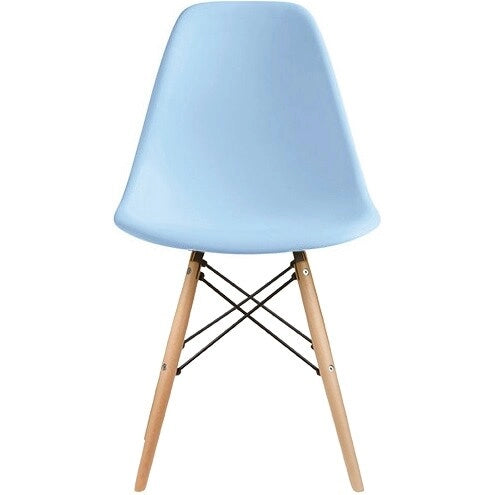 Chaise de salle à manger en plastique style Eiffel, rouge/bleu/jaune/noir, pieds en bois naturel, 1 personne