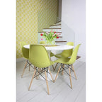 Chaise de salle à manger en plastique style Eiffel, rouge/bleu/jaune/noir, pieds en bois naturel, 1 personne