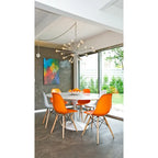Chaise de salle à manger en plastique style Eiffel, rouge/bleu/jaune/noir, pieds en bois naturel, 1 personne