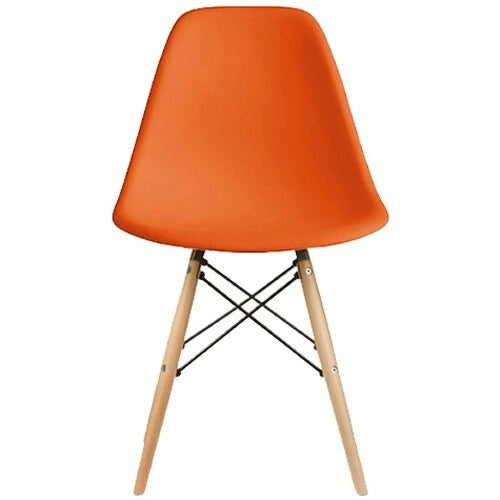 Chaise de salle à manger en plastique style Eiffel, rouge/bleu/jaune/noir, pieds en bois naturel, 1 personne