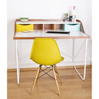 Chaise de salle à manger en plastique style Eiffel, rouge/bleu/jaune/noir, pieds en bois naturel, 1 personne