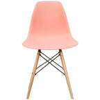 Chaise de salle à manger en plastique style Eiffel, rouge/bleu/jaune/noir, pieds en bois naturel, 1 personne