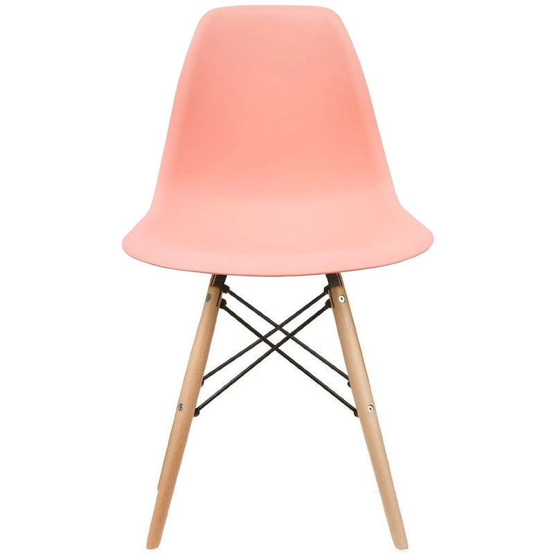 Chaise de salle à manger en plastique style Eiffel, rouge/bleu/jaune/noir, pieds en bois naturel, 1 personne