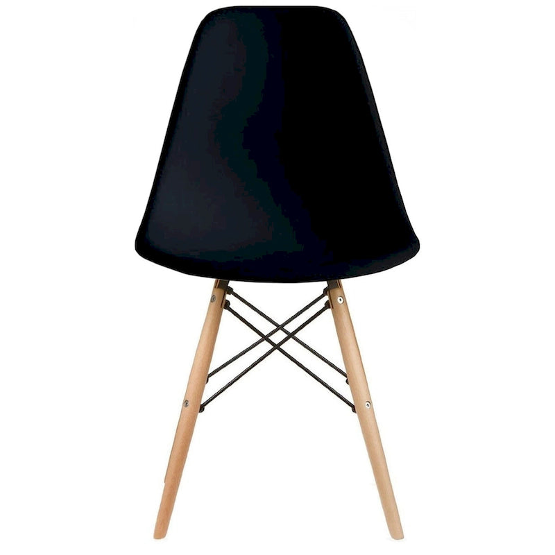 Chaise de salle à manger en plastique style Eiffel, rouge/bleu/jaune/noir, pieds en bois naturel, 1 personne