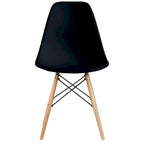 Chaise de salle à manger en plastique style Eiffel, rouge/bleu/jaune/noir, pieds en bois naturel, 1 personne