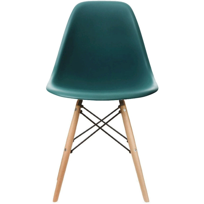 Chaise de salle à manger en plastique style Eiffel, rouge/bleu/jaune/noir, pieds en bois naturel, 1 personne