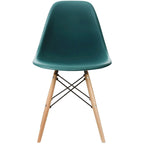 Chaise de salle à manger en plastique style Eiffel, rouge/bleu/jaune/noir, pieds en bois naturel, 1 personne