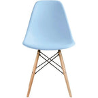 Chaise de salle à manger en plastique style Eiffel, rouge/bleu/jaune/noir, pieds en bois naturel, 1 personne