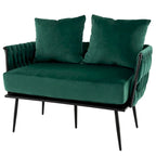 Causeuse en velours néerlandais tissé avec oreillers, vert / gris, 2 places