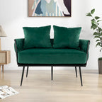 Causeuse en velours néerlandais tissé avec oreillers, vert / gris, 2 places