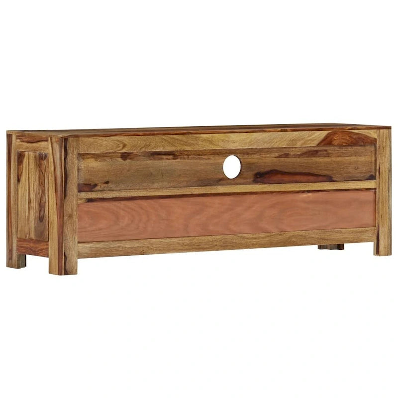 Meuble TV en bois de Sesham massif avec 3 tiroirs, marron / naturel, style vintage
