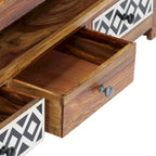 Meuble TV en bois de Sesham massif avec 3 tiroirs, marron / naturel, style vintage