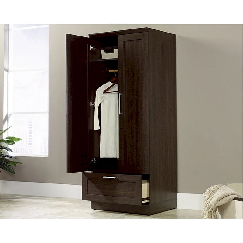 Meuble de rangement pour garde-robe avec tringle, étagère réglable et tiroir, Chêne Dakota / Chêne Sienna / Blanc doux / Chêne Salt, Style classique