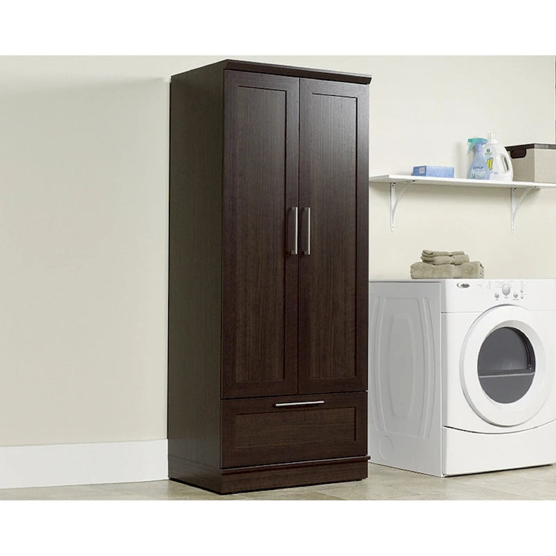Meuble de rangement pour garde-robe avec tringle, étagère réglable et tiroir, Chêne Dakota / Chêne Sienna / Blanc doux / Chêne Salt, Style classique