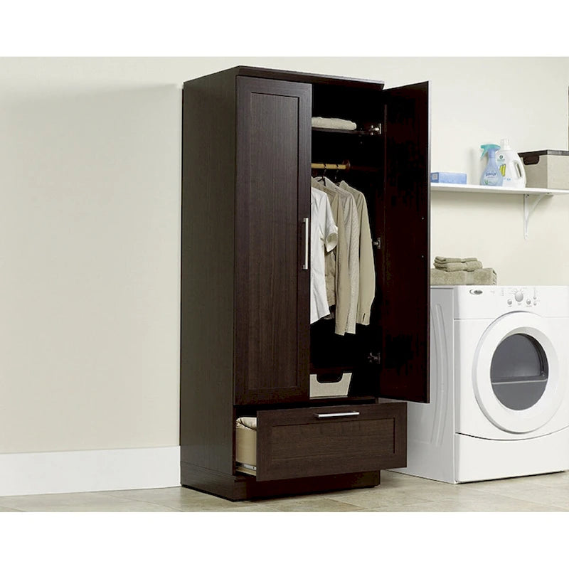 Meuble de rangement pour garde-robe avec tringle, étagère réglable et tiroir, Chêne Dakota / Chêne Sienna / Blanc doux / Chêne Salt, Style classique