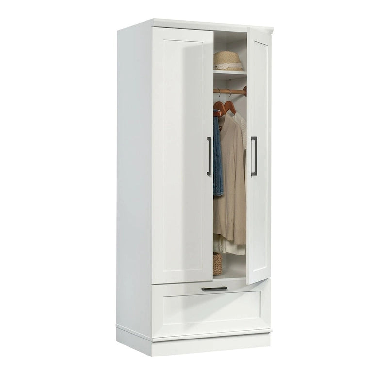 Meuble de rangement pour garde-robe avec tringle, étagère réglable et tiroir, Chêne Dakota / Chêne Sienna / Blanc doux / Chêne Salt, Style classique