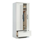 Meuble de rangement pour garde-robe avec tringle, étagère réglable et tiroir, Chêne Dakota / Chêne Sienna / Blanc doux / Chêne Salt, Style classique