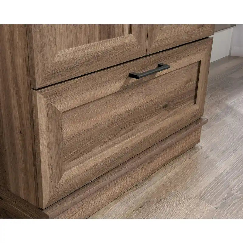 Meuble de rangement pour garde-robe avec tringle, étagère réglable et tiroir, Chêne Dakota / Chêne Sienna / Blanc doux / Chêne Salt, Style classique