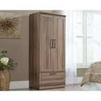 Meuble de rangement pour garde-robe avec tringle, étagère réglable et tiroir, Chêne Dakota / Chêne Sienna / Blanc doux / Chêne Salt, Style classique