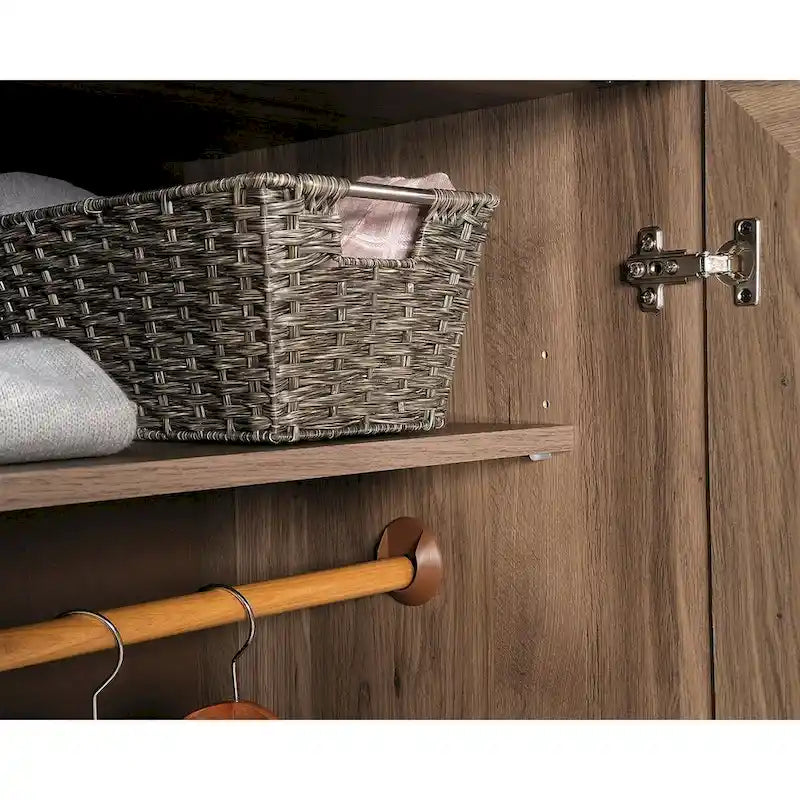 Meuble de rangement pour garde-robe avec tringle, étagère réglable et tiroir, Chêne Dakota / Chêne Sienna / Blanc doux / Chêne Salt, Style classique