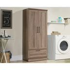 Meuble de rangement pour garde-robe avec tringle, étagère réglable et tiroir, Chêne Dakota / Chêne Sienna / Blanc doux / Chêne Salt, Style classique