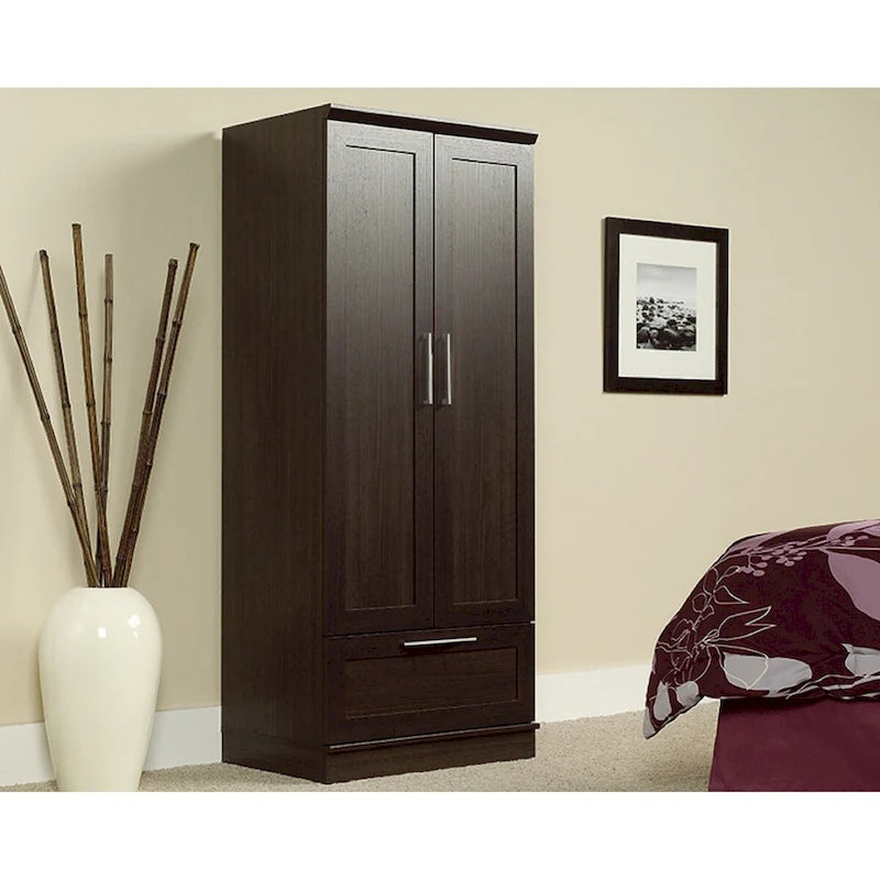 Meuble de rangement pour garde-robe avec tringle, étagère réglable et tiroir, Chêne Dakota / Chêne Sienna / Blanc doux / Chêne Salt, Style classique