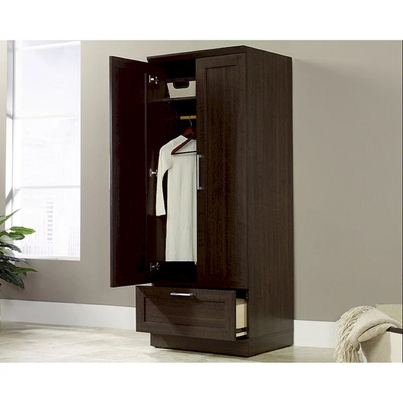 Meuble de rangement pour garde-robe avec tringle, étagère réglable et tiroir, Chêne Dakota / Chêne Sienna / Blanc doux / Chêne Salt, Style classique