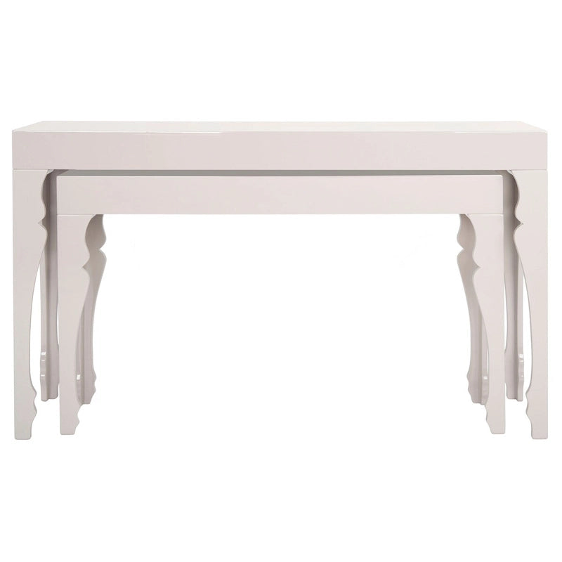 Console en laque avec pieds en volute, taupe / blanc, style gustavien