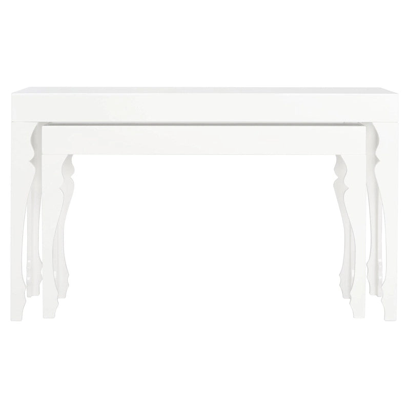 Console en laque avec pieds en volute, taupe / blanc, style gustavien