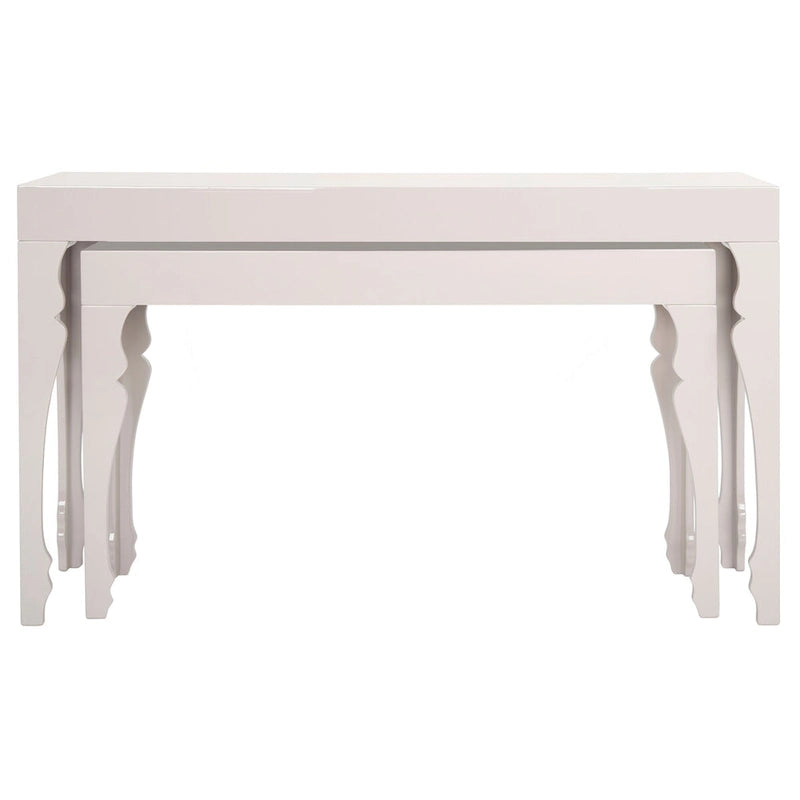 Console en laque avec pieds en volute, taupe / blanc, style gustavien