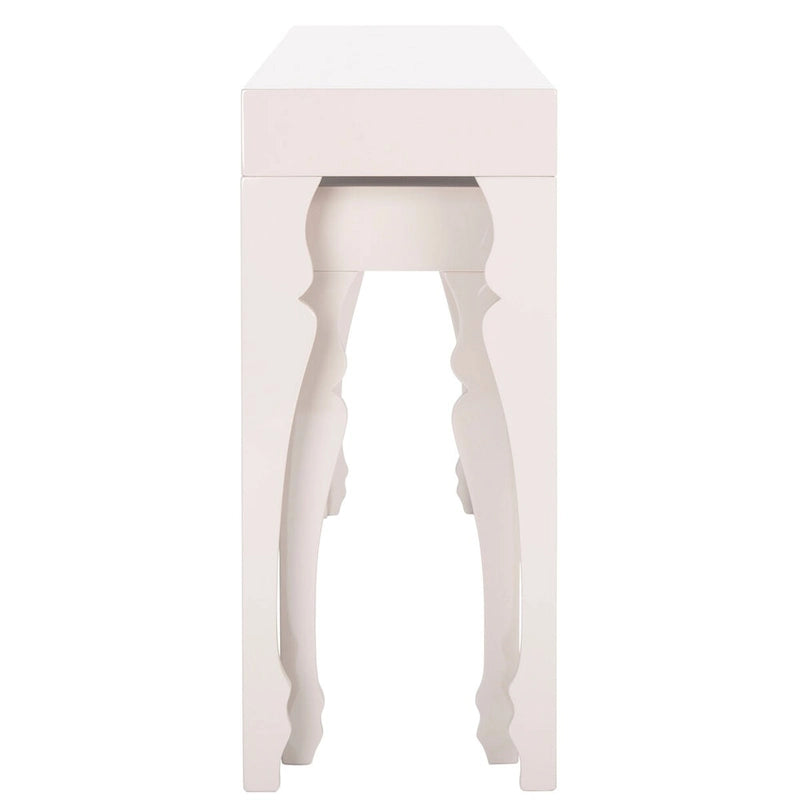 Console en laque avec pieds en volute, taupe / blanc, style gustavien