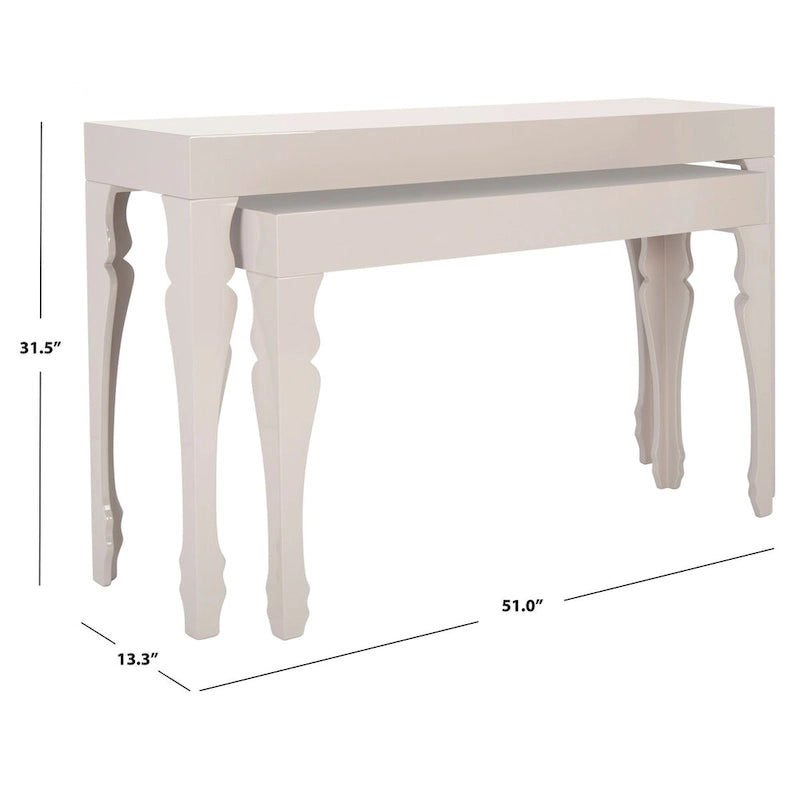Console en laque avec pieds en volute, taupe / blanc, style gustavien